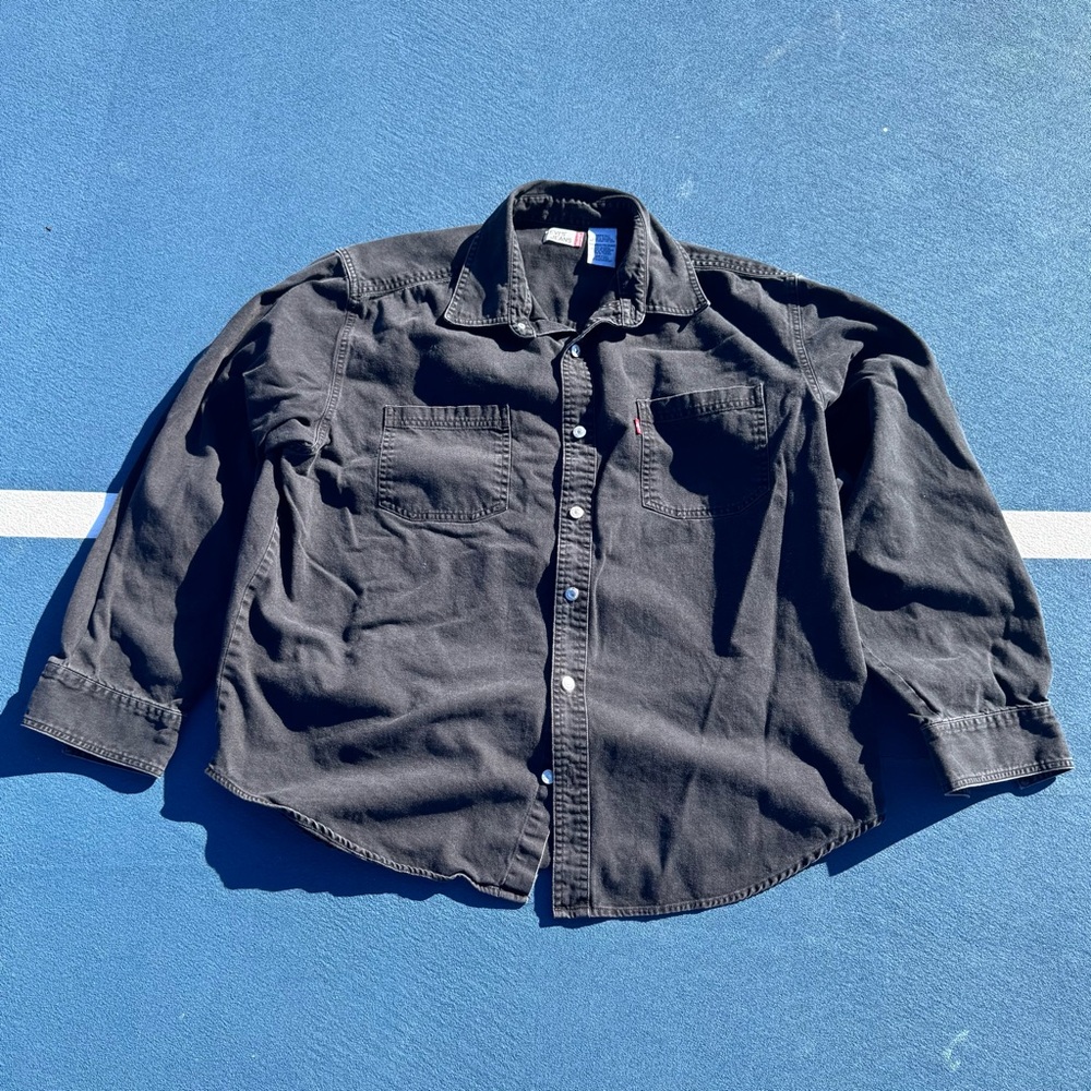 Vintage Y2K Levis Jeans Western Style Metal Button Down Denim Shirt Mens XL